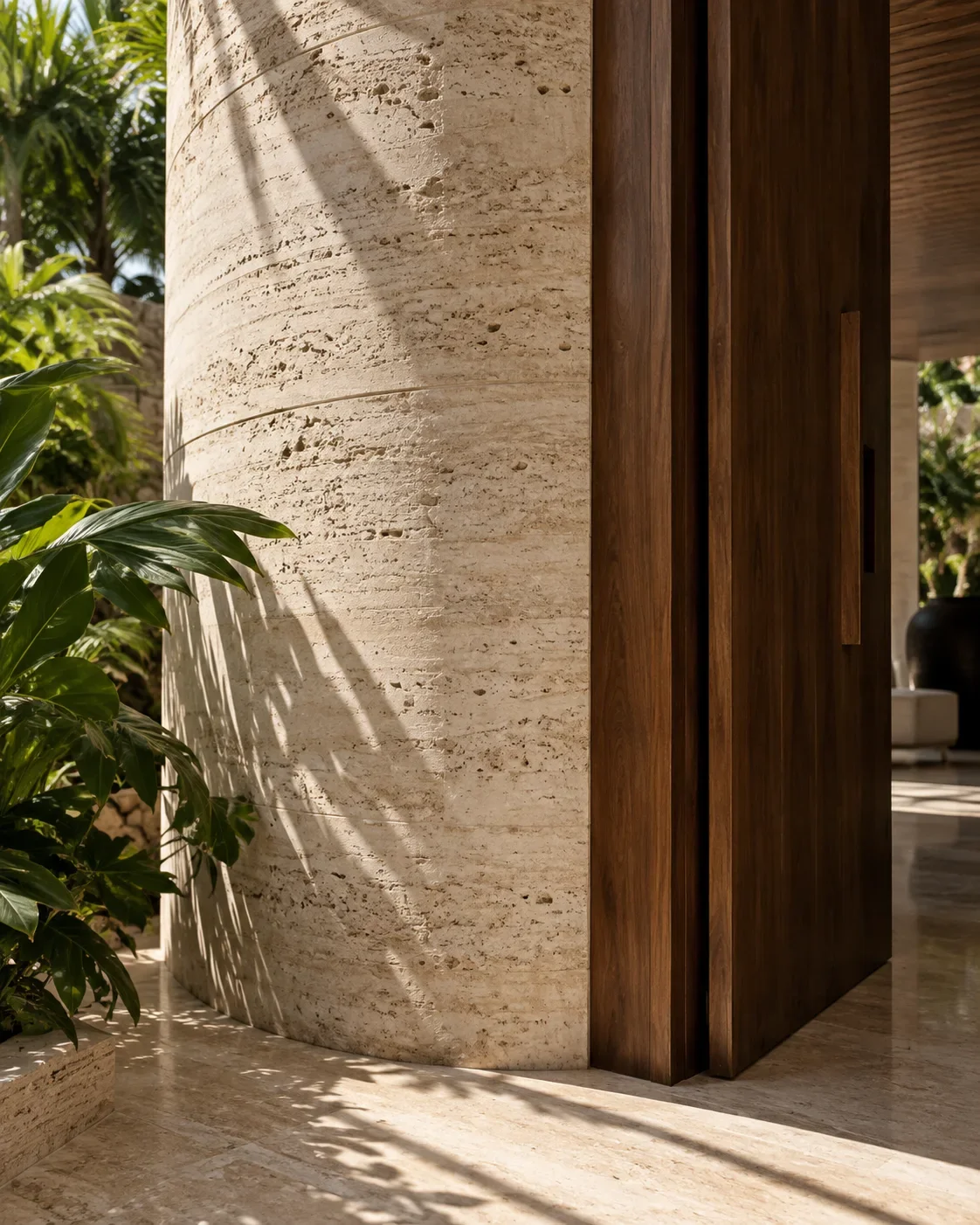 Architectural detail in stone and timber