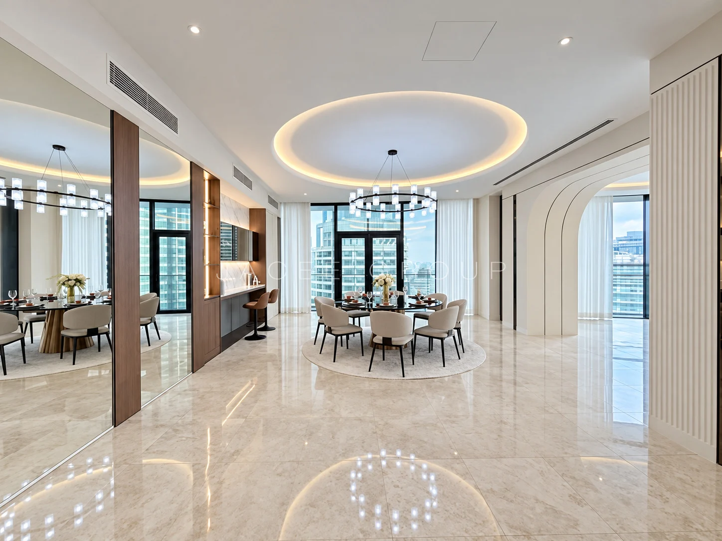 K Residence KLCC｜宽敞客餐厅与城市景观：餐厅入口视角