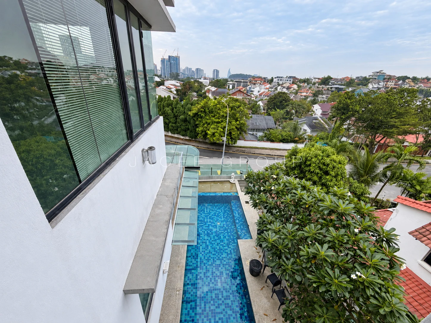 Elevated Pool and Skyline View at the Damansara Heights modern bungalow