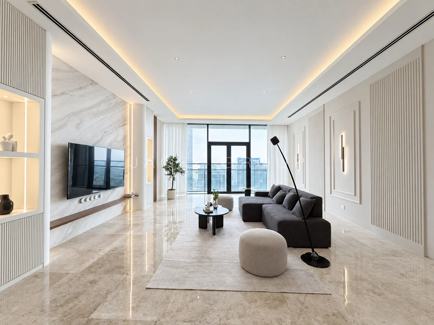 K Residence KLCC｜宽敞客餐厅与城市景观：另一处客厅窗景