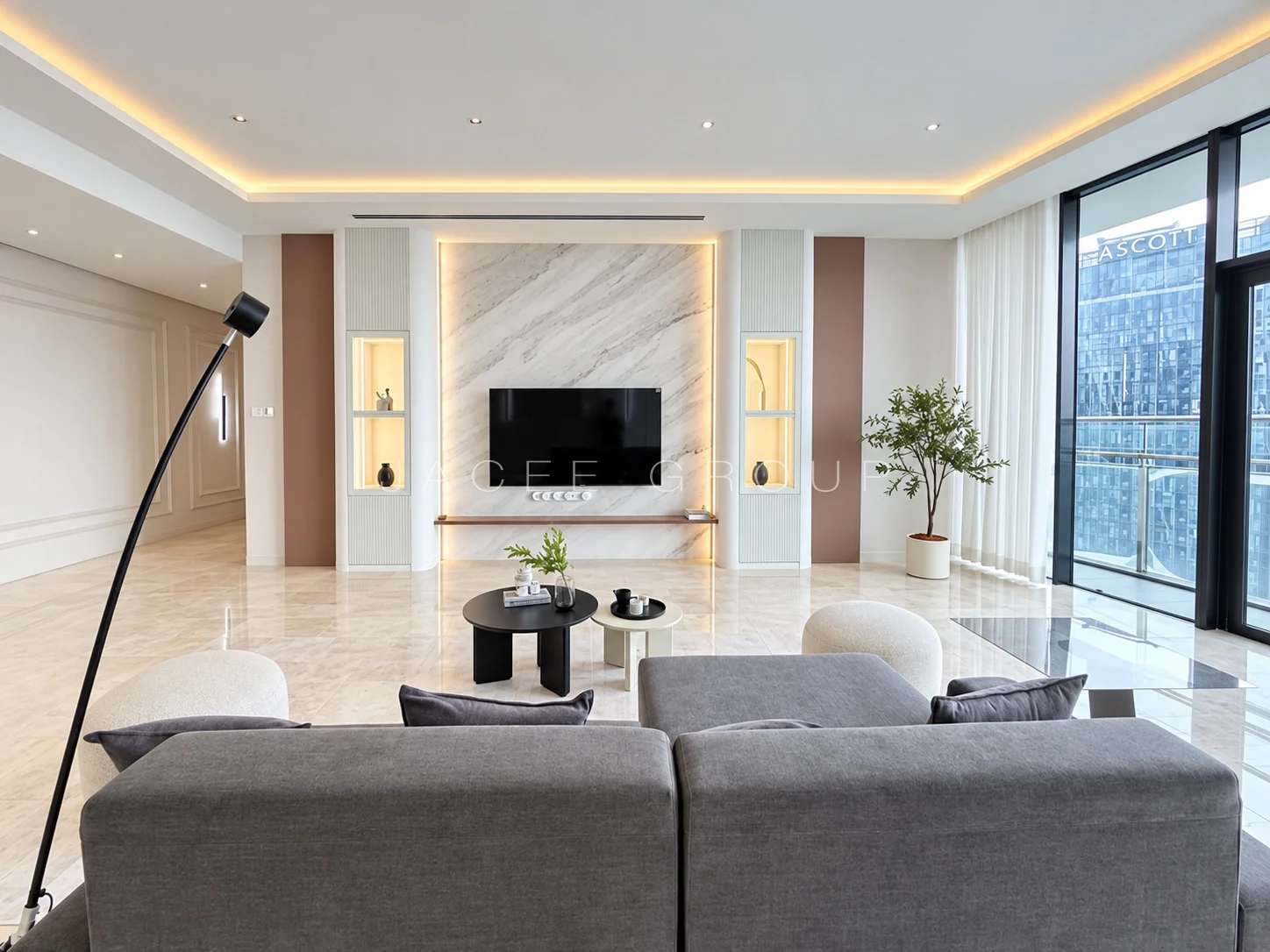 K Residence KLCC｜宽敞客餐厅与城市景观：另一处客厅正面