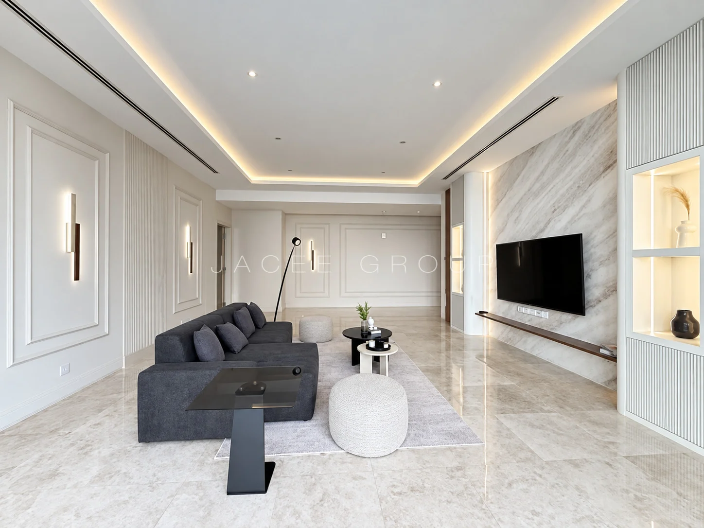 K Residence KLCC｜宽敞客餐厅与城市景观：另一处客厅反向视角