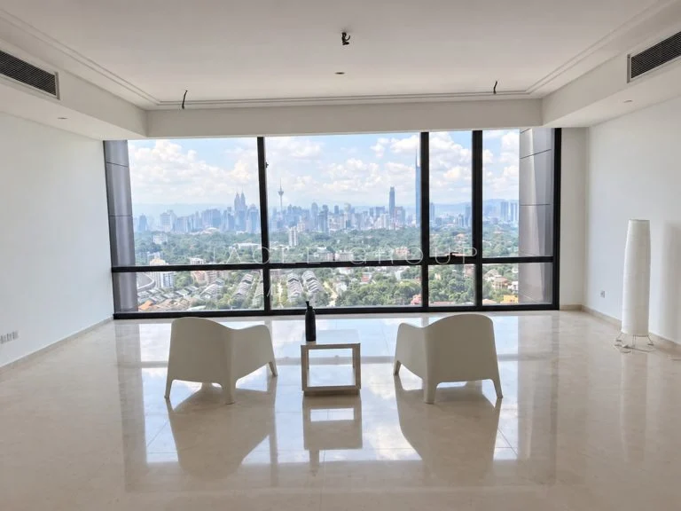 Living room with skyline view at Crown Residences Pavilion Damansara Heights, 2803 sq ft home for sale