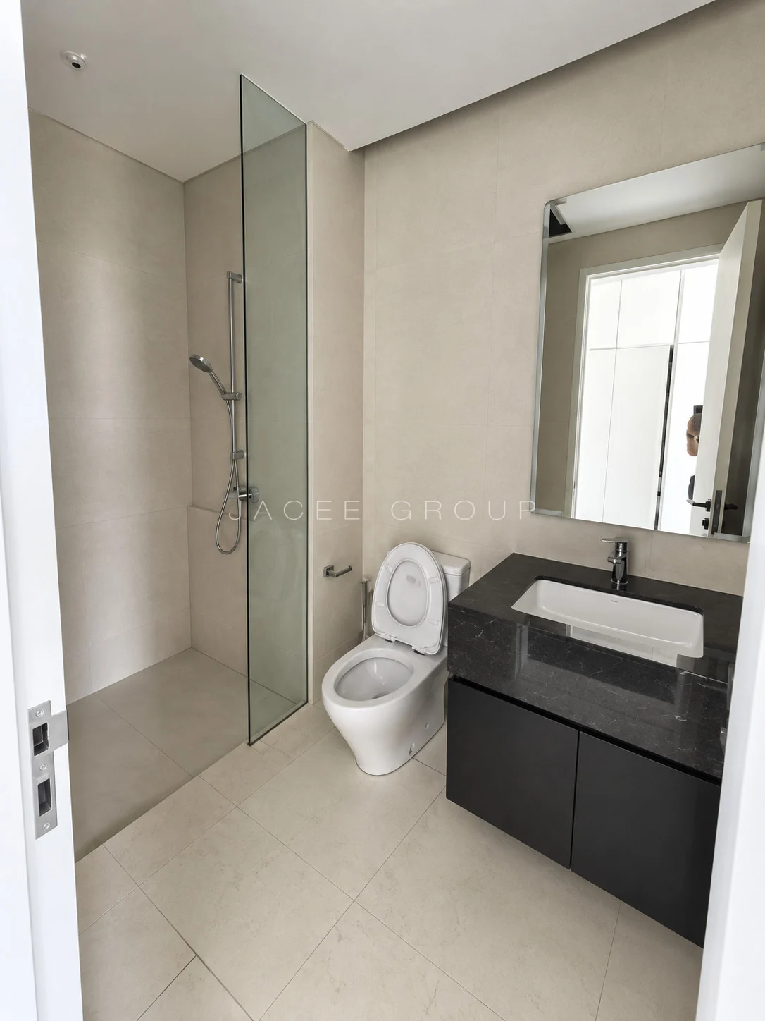 Bathroom vanity and shower at Crown Residences Pavilion Damansara Heights, 2803 sq ft home for sale
