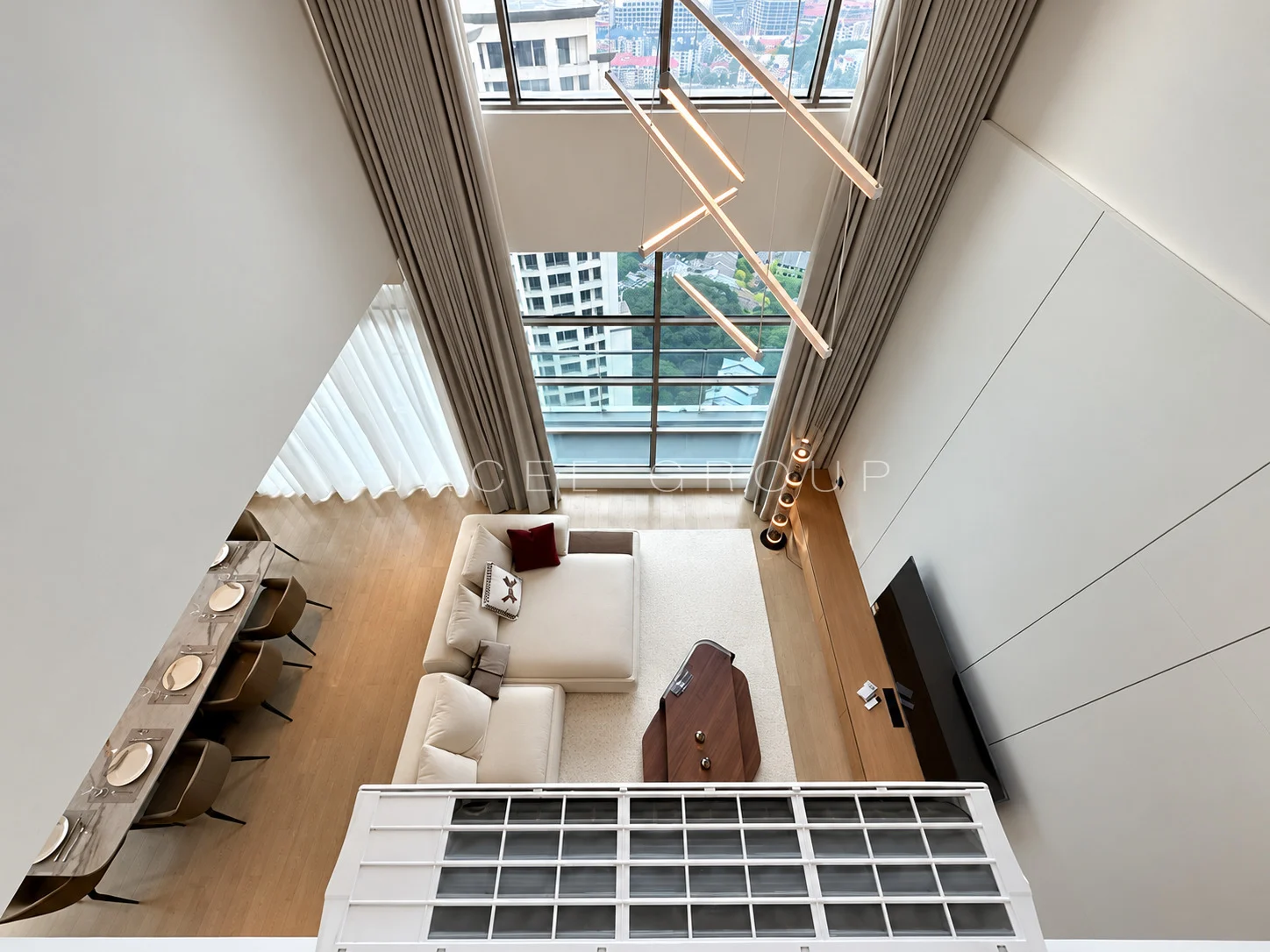 Living room viewed from upper level at MyHabitat KLCC