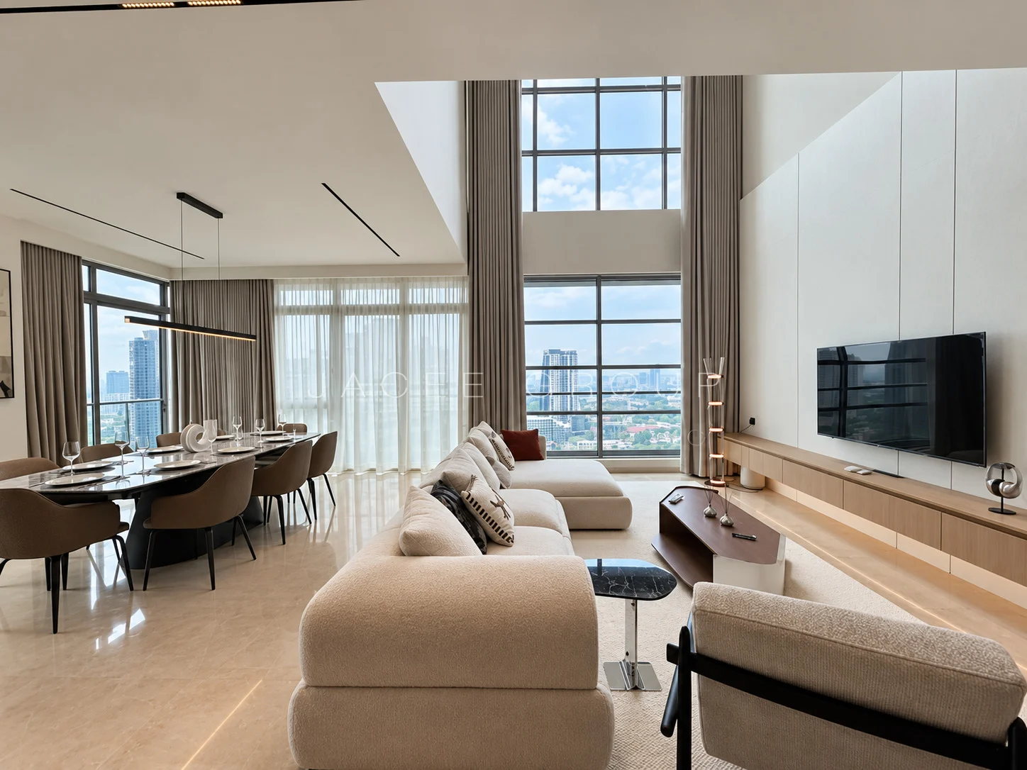 Living and dining overview at MyHabitat KLCC