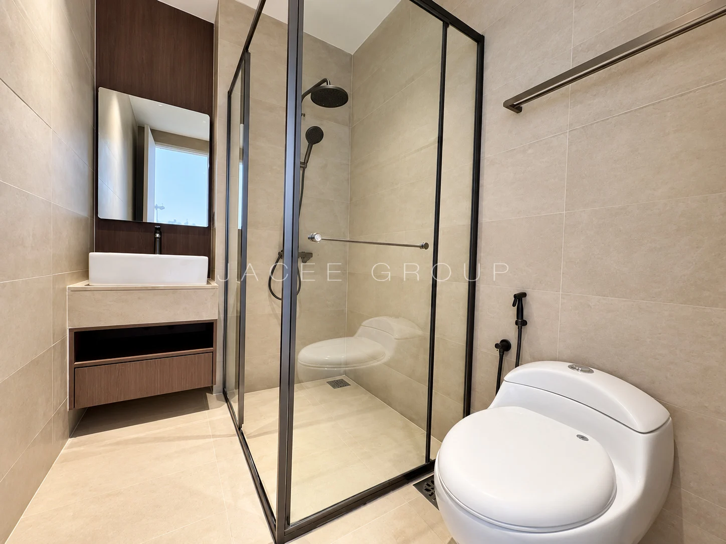 Bathroom shower enclosure at MyHabitat KLCC