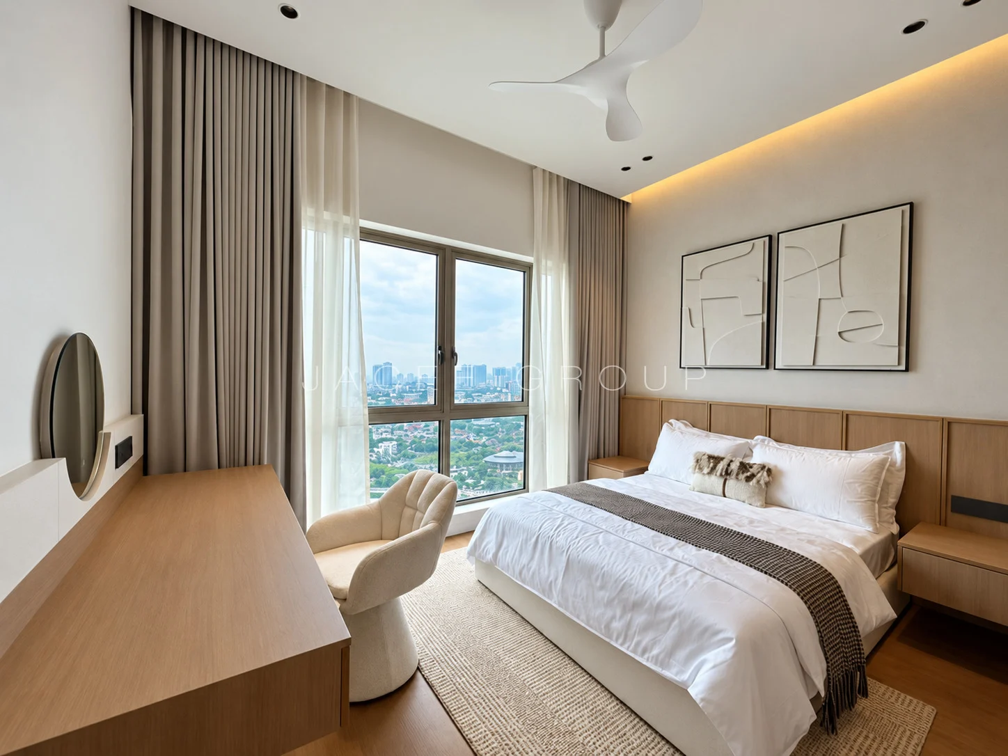 Bedroom with fitted desk at MyHabitat KLCC